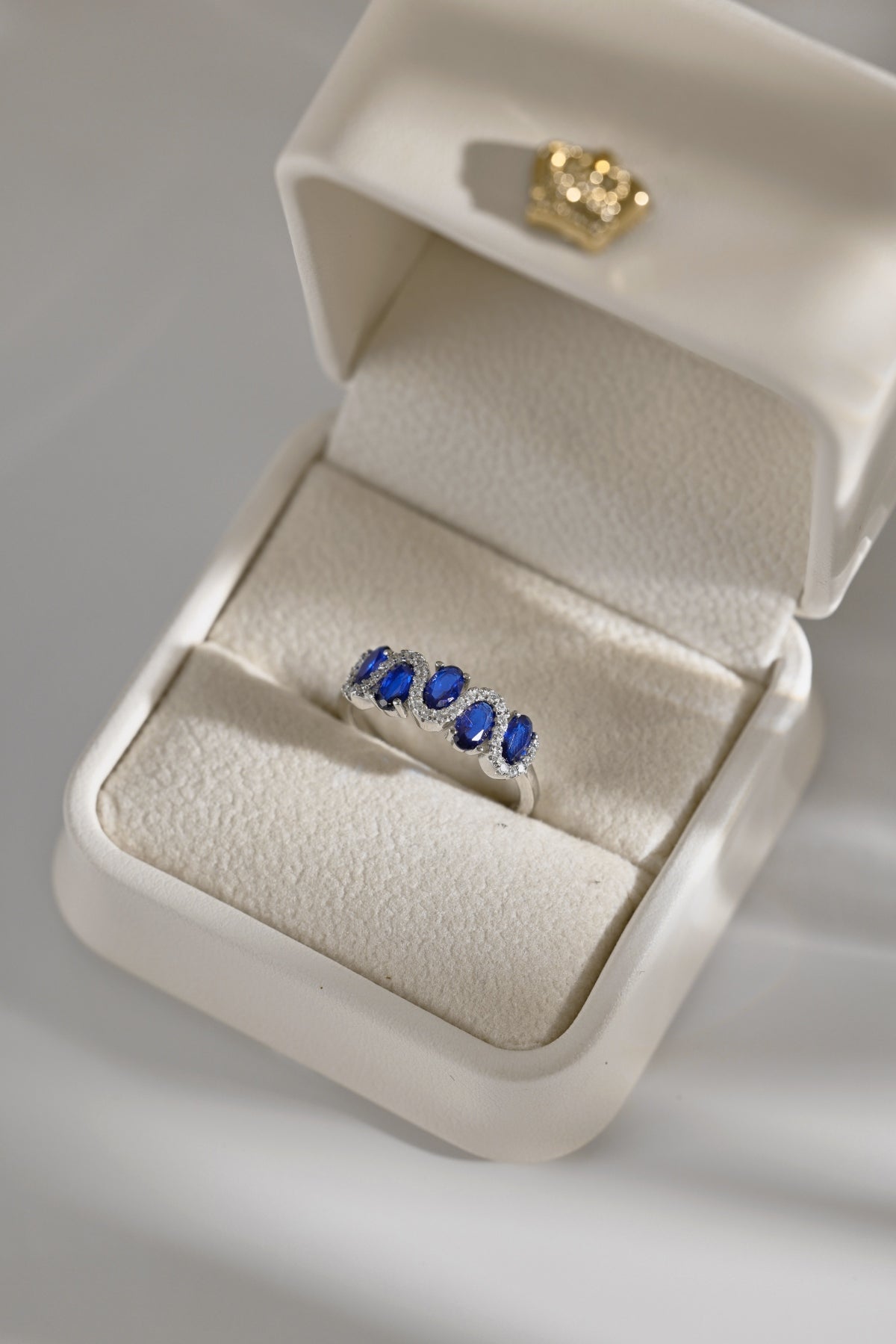 Silver Blue Wave Ring
