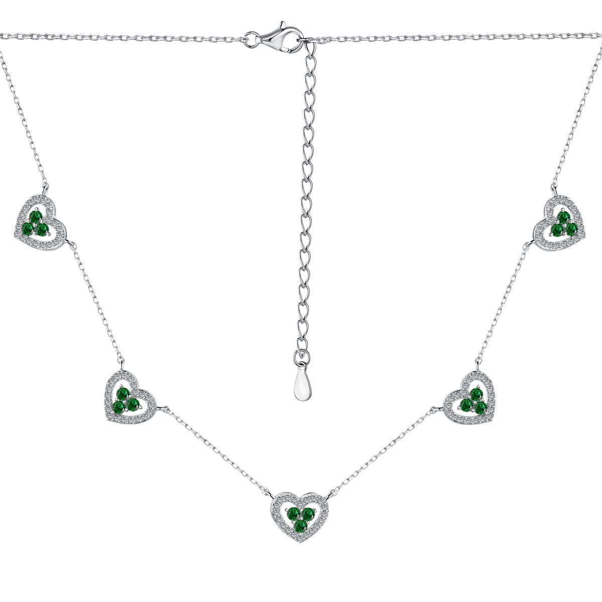 Emerald Clover Heart Necklace