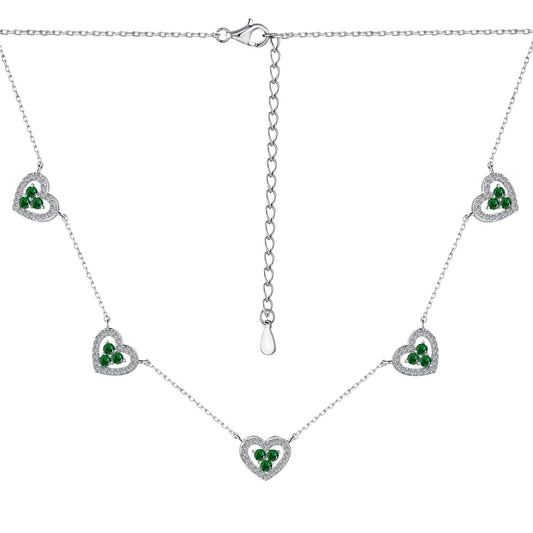 Emerald Clover Heart Necklace