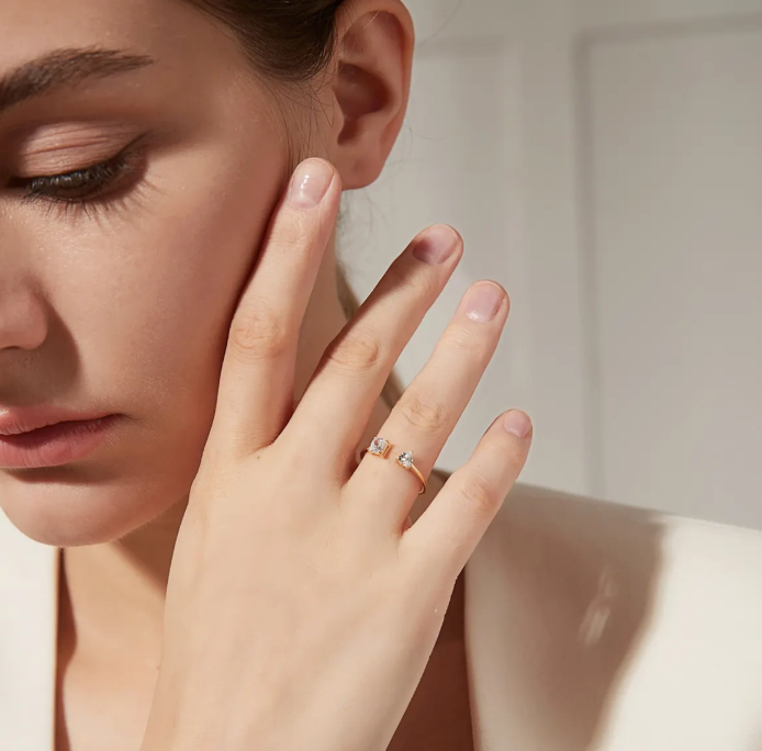 Lustrous Duo Gem Ring